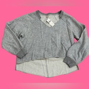 NEW Anthropologie Pilcro S Crop Gray L/S Top Sweatshirt NWT